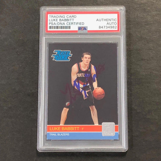 2010-11 Panini Donuss #243 Luke Babbitt Signed Card AUTO PSA Slabbed Portland Tr