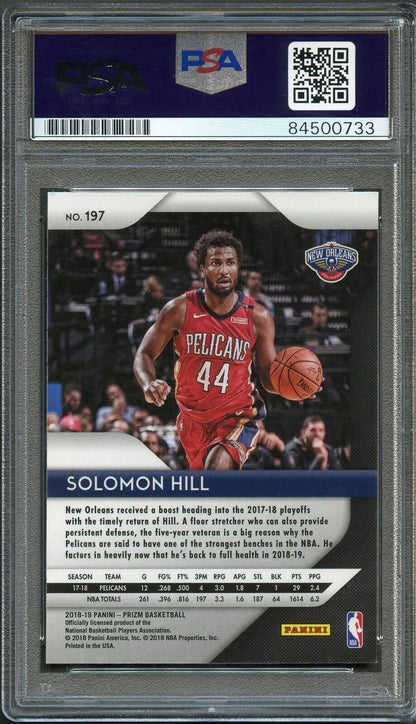 2018-19 Panini Prizm #197 Solomon Hill Signed Card AUTO 10 PSA Slabbed Pelicans