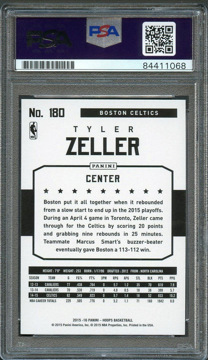 2015-16 NBA Hoops #180 Tyler Zeller Signed Card AUTO 10 PSA/DNA Slabbed Celtics