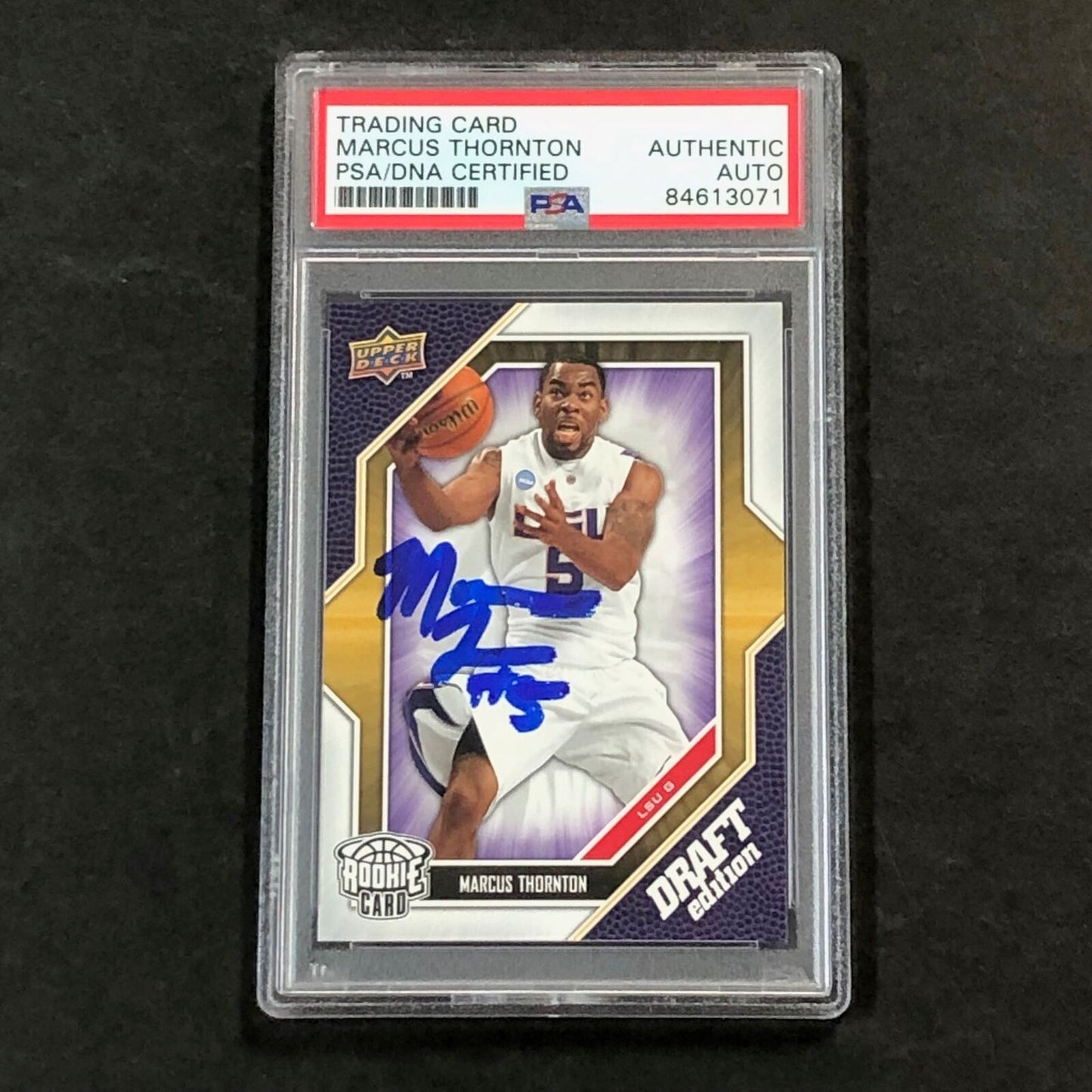 2009-10 Upper Deck Draft Edition #64 Marcus Thornton Signed Card AUTO PSA Slabbe