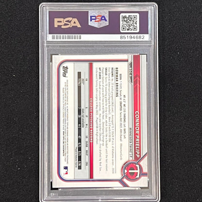 2021 Bowman Chrome #BDC-8 Connor Prielipp Signed Card PSA Auto 10 Slabbed Twins