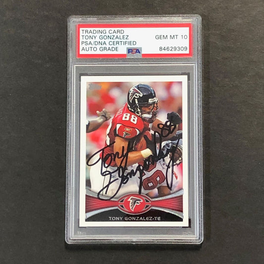 2012 Topps #375 Signed Card TONY GONZALEZ AUTO GRADE 10 PSA ATLANTA FALCONS Sign