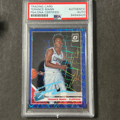 2019-20 Panini Donruss Optic #165 Terance Mann Signed Card AUTO PSA Slabbed Clip