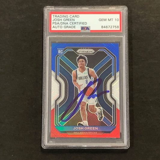 2020-21 Panini Prizm Red White Blue #274 Josh Green Signed Card AUTO 10 PSA Slab