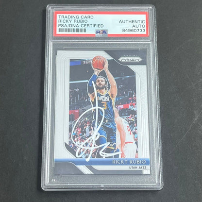 2018-19 Panini Prizm #133 Ricky Rubio Signed Card AUTO PSA Slabbed Jazz