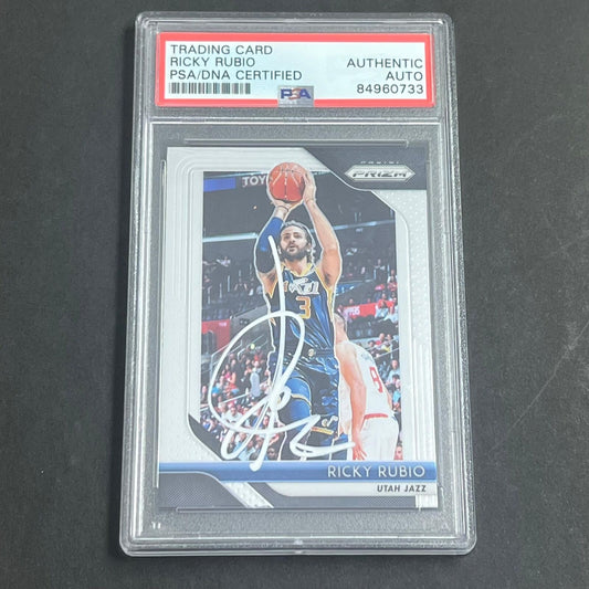 2018-19 Panini Prizm #133 Ricky Rubio Signed Card AUTO PSA Slabbed Jazz