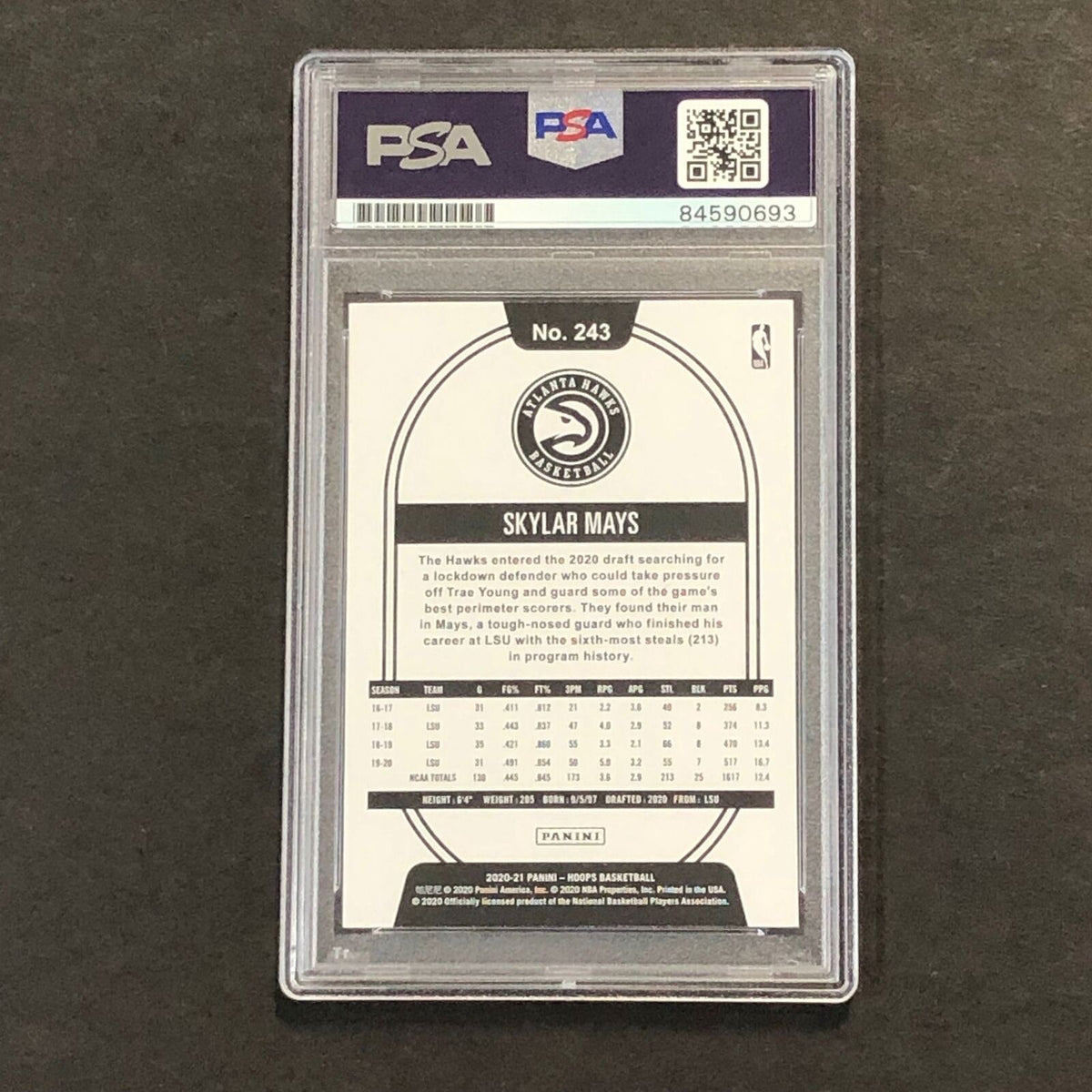 2020-21 NBA Hoops #243 Skylar Mays signed Auto Card PSA/DNA Slabbed RC Hawks