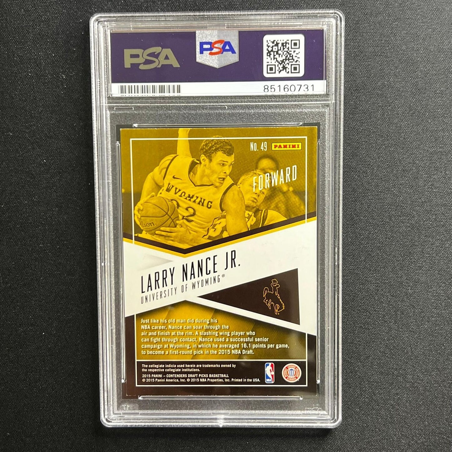 2015 CONTENDERS DRAFT PICKS #49 Larry Nance Jr. Signed Card AUTO 10 PSA Slabbed