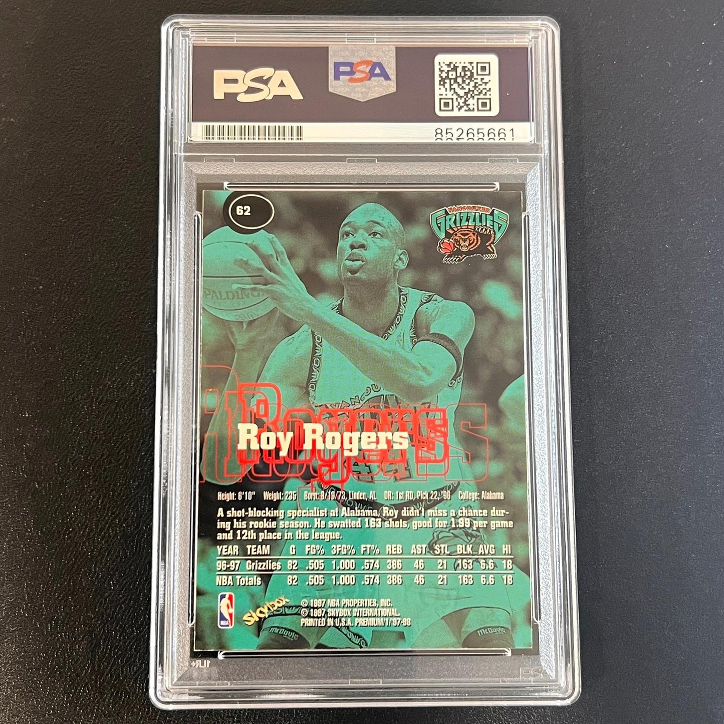 1997-98 NBA Hoops Skybox #62 ROY ROGERS signed card PSA/DNA Vancouver Grizzlies