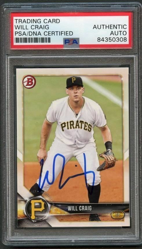 2018 Bowman #BP146 WILL CRAIG Signed Card PSA Slabbed Auto Pirates