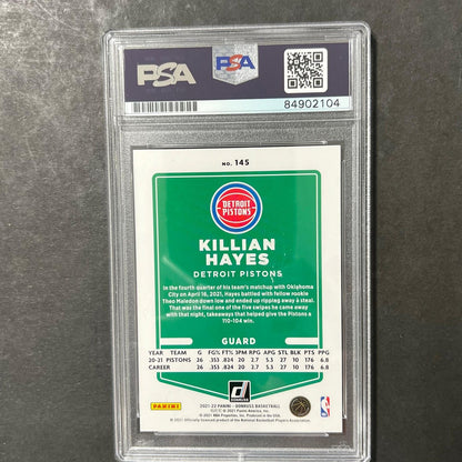 2020-21 Panini Donruss #145 Killian Hayes Signed Card AUTO PSA Slabbed RC Piston