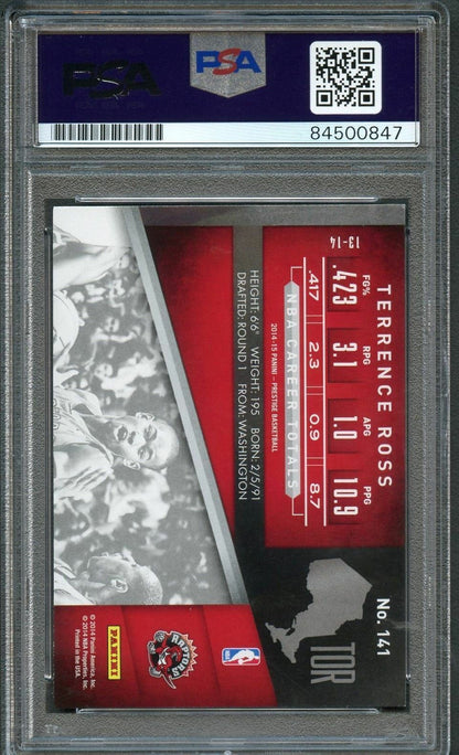 2014-15 Panini Prestige #141 Terrence Ross Signed Card AUTO 10 PSA Slabbed Rapto
