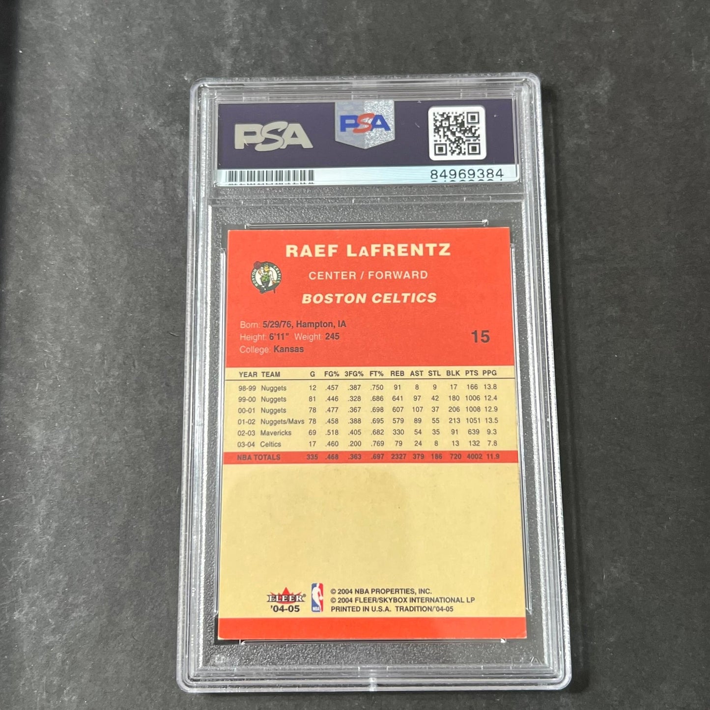 2004-05 Fleer Tradition #15 Raef LaFrentz Signed Card AUTO 10 PSA Slabbed Celtic