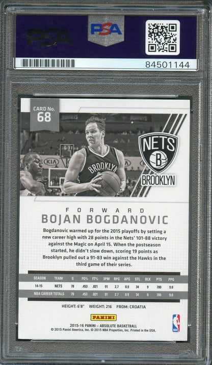 2015-16 Absolute Basketball #68 Bojan Bogdanovic Signed Card AUTO PSA Slabbed Ne
