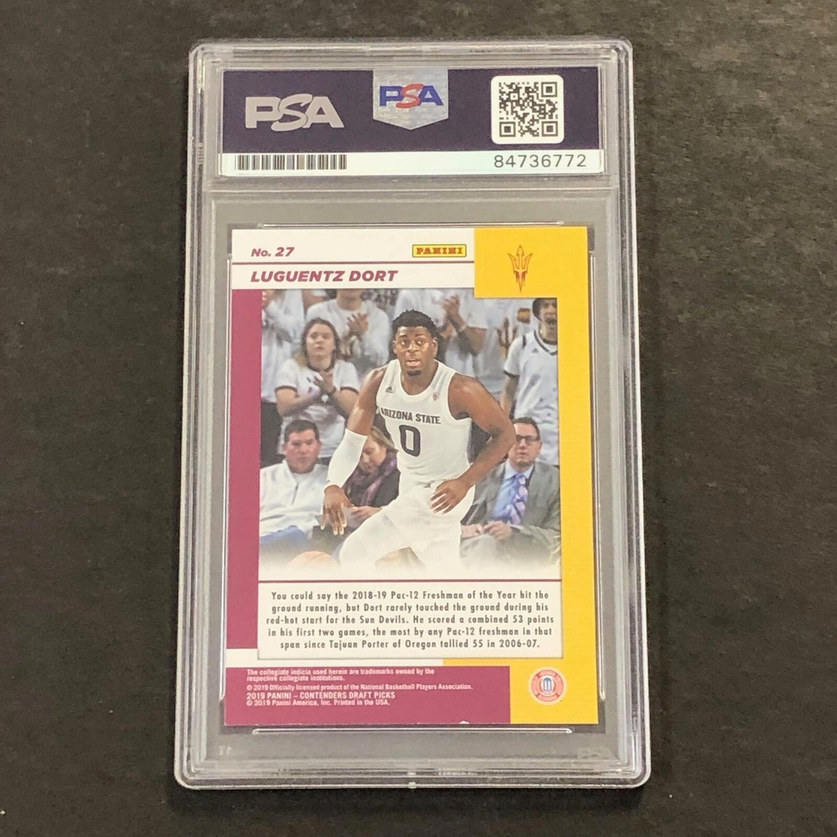 2019 Contenders Draft Picks #27 Luguentz Dort Signed Card AUTO PSA Slabbed Arizo