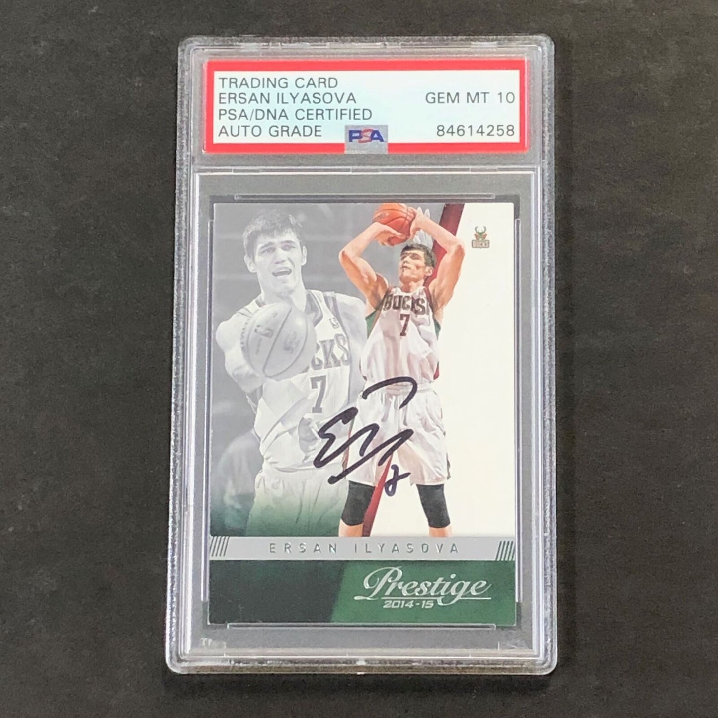 2014-15 Panini Prestige #40 Ersan Ilyasova Signed Card AUTO 10 PSA Slabbed Bucks