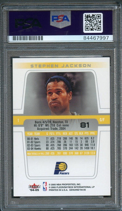 2004-05 Fleer Genuine #81 Stephen Jackson Signed Card AUTO PSA Slabbed Pacers