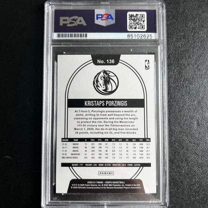 2020-21 Panini Hoops #136 Kristaps Porzingis Signed Card AUTO PSA Slabbed RC Kni
