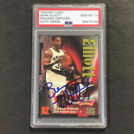 1998-99 Z Force #177 Sean Elliott Signed Card Auto 10 PSA Slabbed Spurs