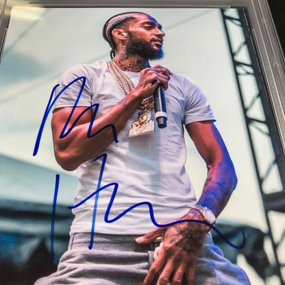 Nipsey Hussle Signed 8x10 Photo PSA Encapsulated Auto Grade 9 Mint Rapper