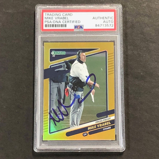 2021 Donruss Panini #12 Mike Vrabel Signed Card PSA Slabbed Titans