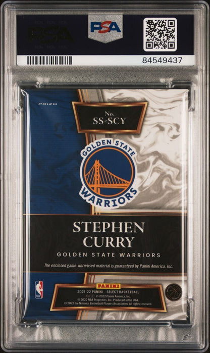 2021 Panini Select Selective Swatch #SSSCY Stephen Curry Signed PSA MINT 9 AUTO
