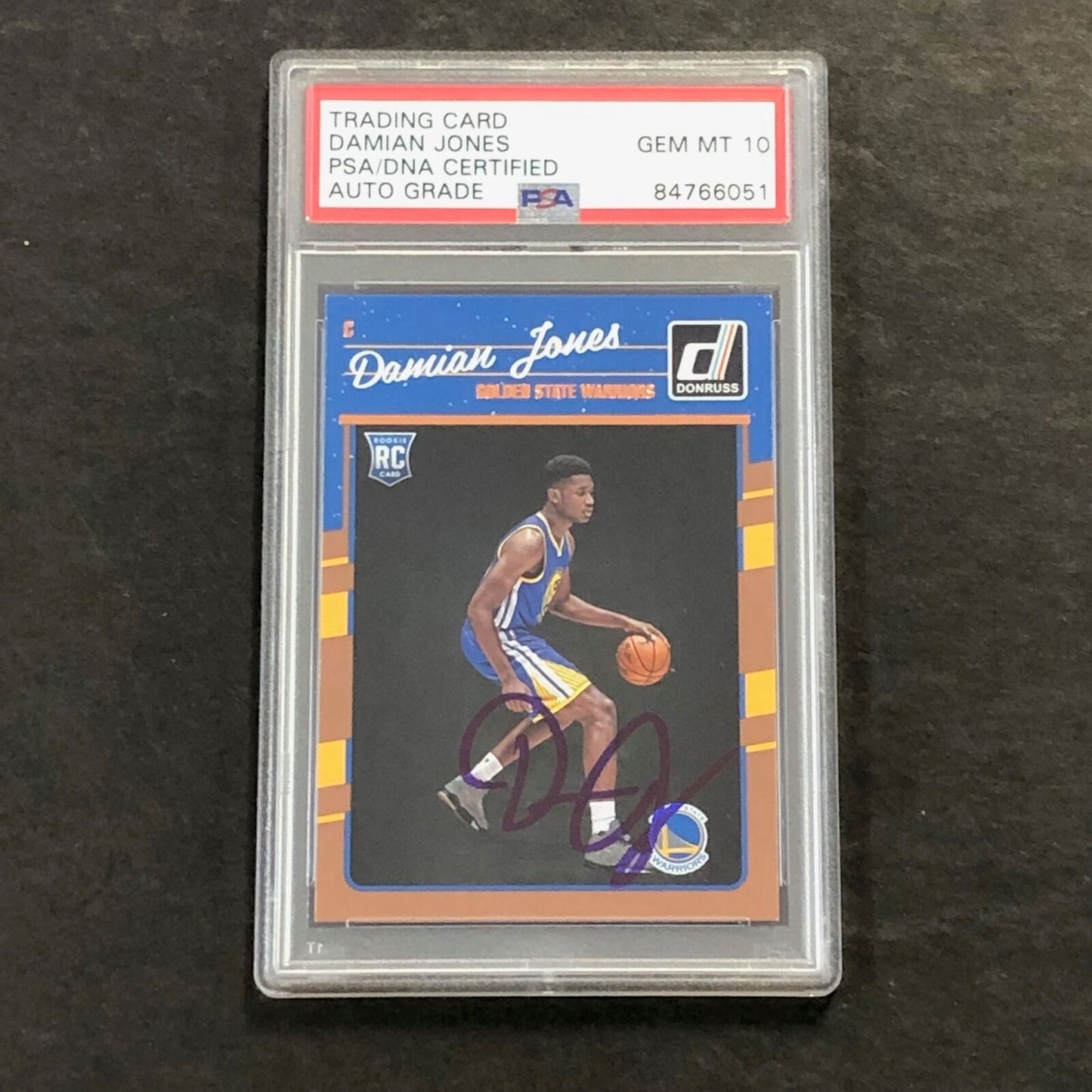 2016-17 Panini Donruss #174 Damian Jones Signed Card AUTO 10 PSA/DNA Slabbed GSW