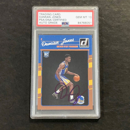 2016-17 Panini Donruss #174 Damian Jones Signed Card AUTO 10 PSA/DNA Slabbed GSW