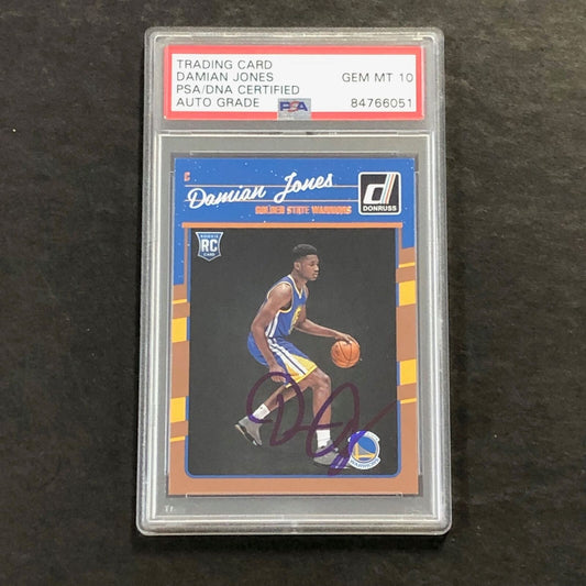 2016-17 Panini Donruss #174 Damian Jones Signed Card AUTO 10 PSA/DNA Slabbed GSW