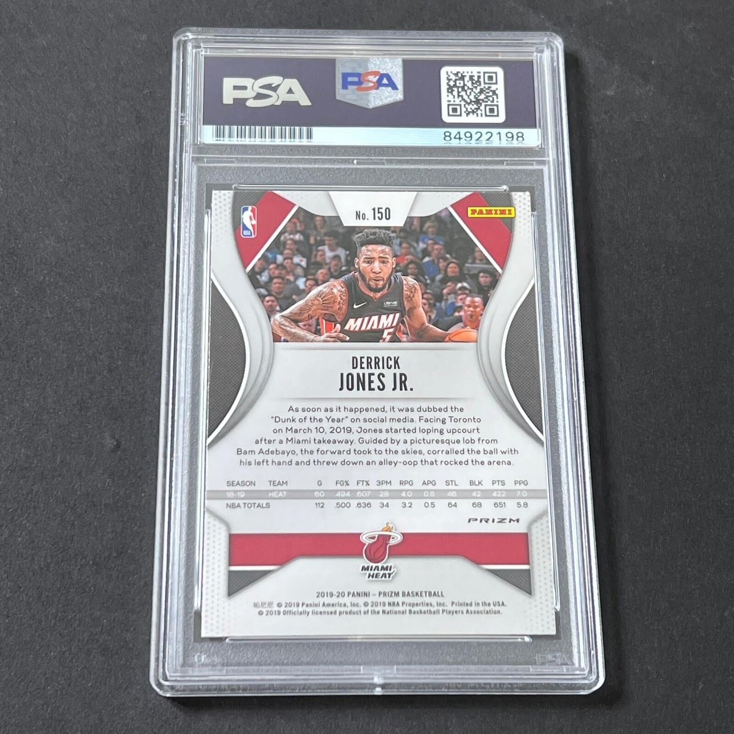 2019-20 Panini Prizm Pink Cracked Ice #150 Derrick Jones Jr. Signed Card AUTO 10