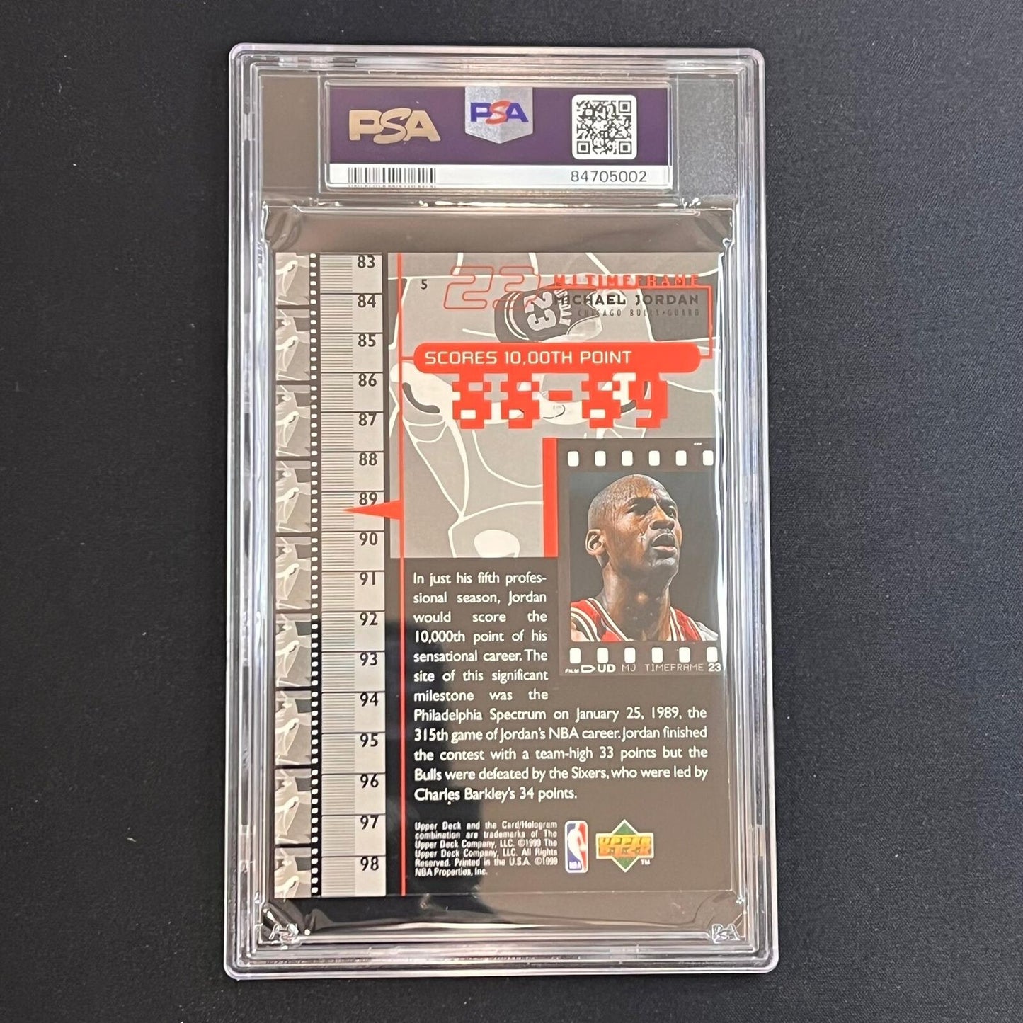 1999 Upper Deck MJ Retires Jumbo-88/89 Timeframe #5 Michael Jordan PSA NM 7 Bull