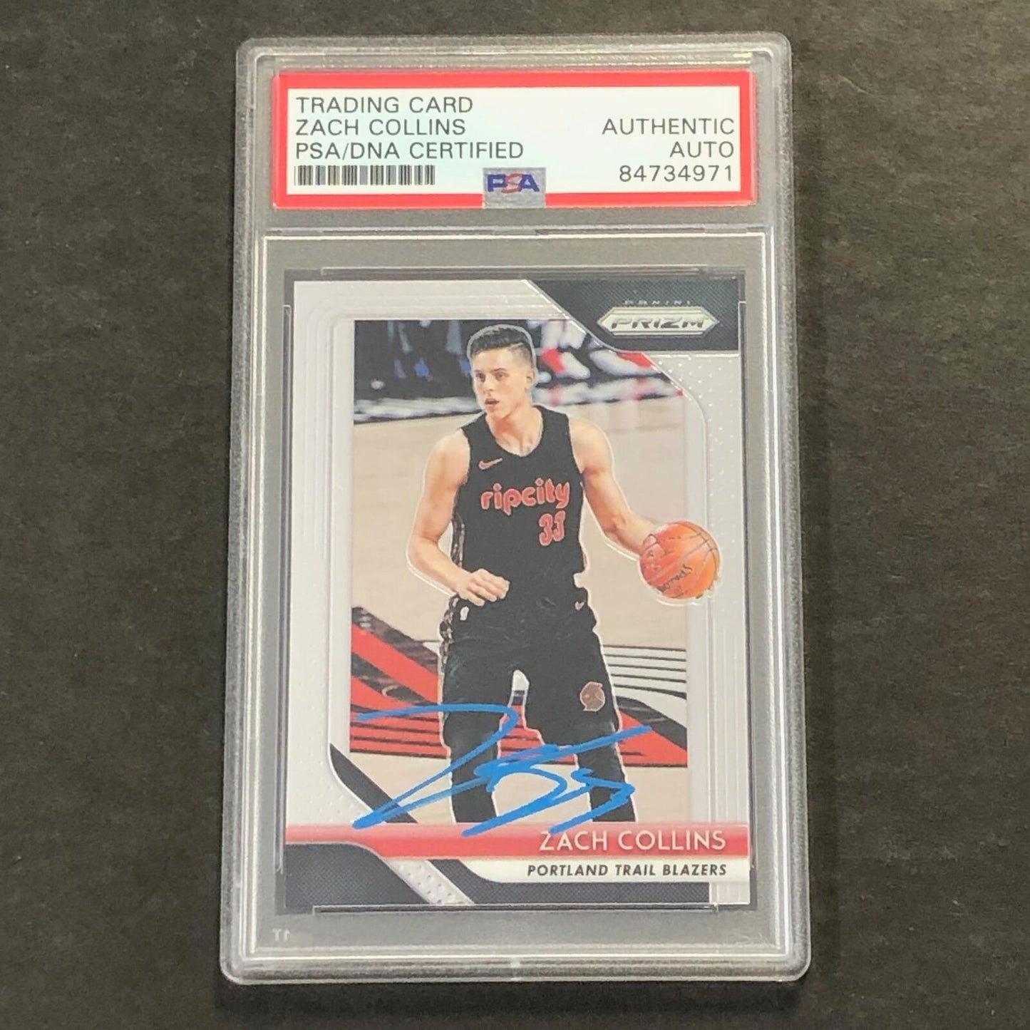 2018-19 Panini Prizm #141 ZACH COLLINS Signed Card AUTO PSA Slabbed Blazers