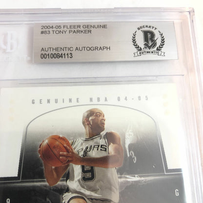 2004-05 Fleer Genuine Tony Parker Signed AUTO #83 BAS BGS Beckett Slabbed Autogr