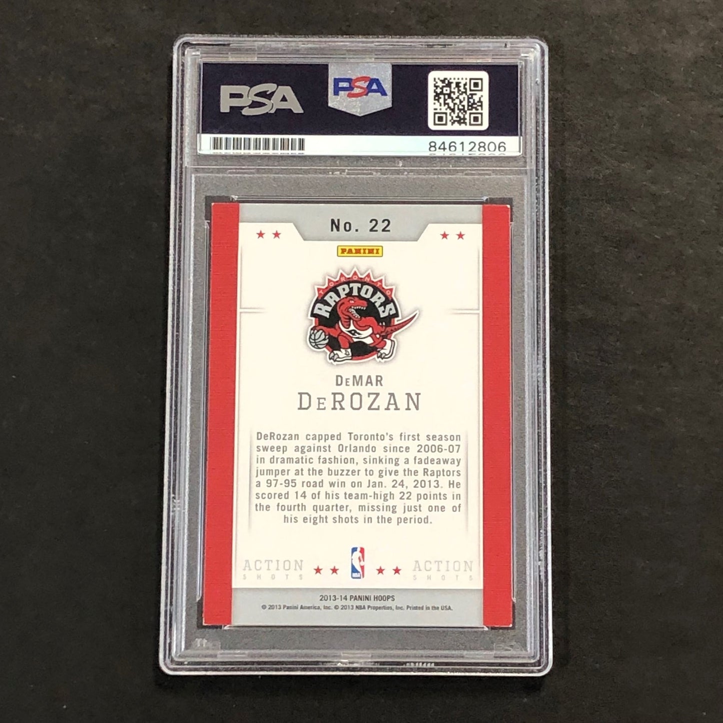 2013-14 NBA Hoops Action Shots #22 DeMar DeRozan Signed Card AUTO PSA Slabbed Ra