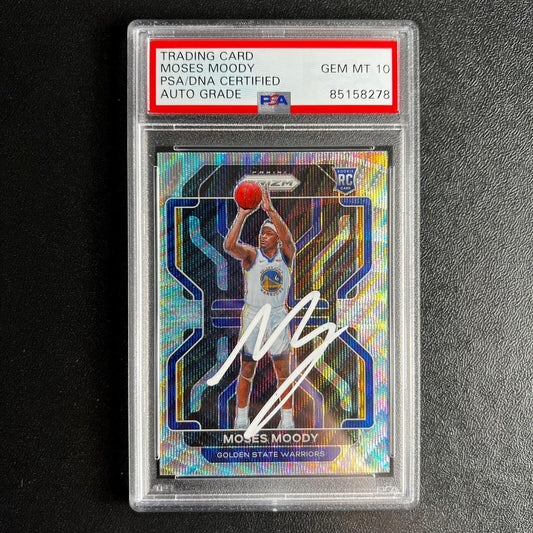 2021-22 Panini Prizm #308 Moses Moody Signed Card AUTO 10 PSA Slabbed RC Arkansa