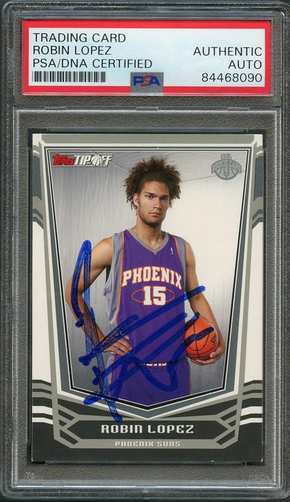 2008-09 Topps Tip-Off #125 Robin Lopez Signed Card AUTO PSA Slabbed Suns