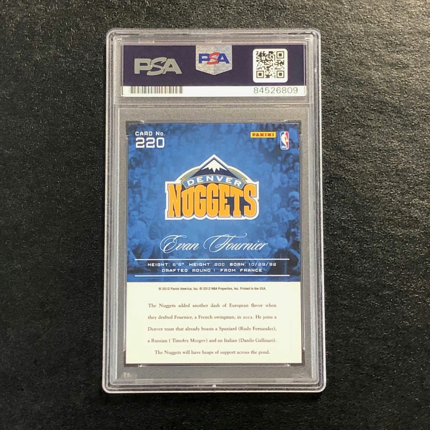 2012-13 Panini Prestige #220 Evan Fournier Signed Card AUTO PSA Slabbed RC Nugge
