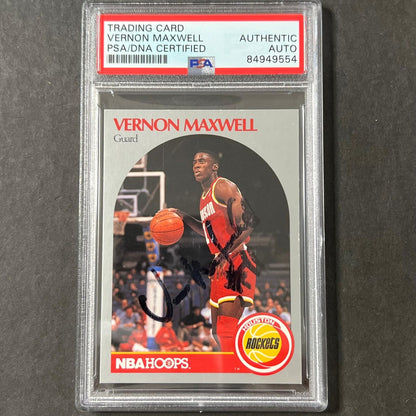 1987-88 NBA Hoops #126 Vernon Maxwell Signed Card AUTO PSA Slabbed Rockets