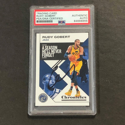 2019-20 NBA Chronicles #40 Rudy Gobert Signed Card AUTO PSA Slabbed Jazz