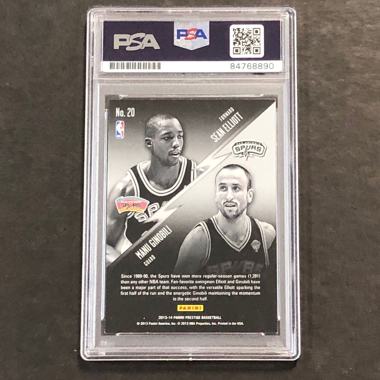2013-14 Panini Prestige Connections #20 Sean Elliott Signed Card AUTO 10 PSA Sla