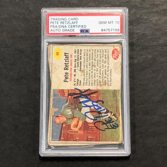 1962 Post Football #40 Pete Retzlaff Signed Card PSA Auto 10 Slabbed Eagles