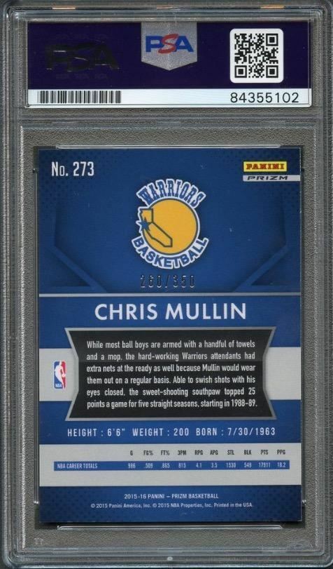 2015-16 PRIZM RUBY RED WAVE #273 Chris Mullin Signed Card AUTO Grade 10 PSA Slab