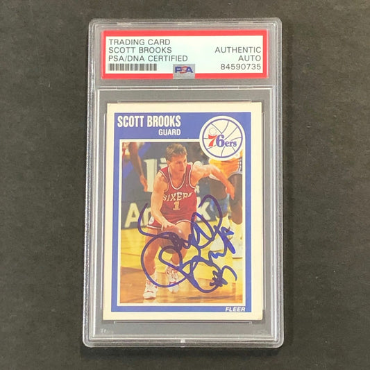 1989-90 Fleer #114 Scott Brooks Signed Card AUTO PSA Slabbed 76ers