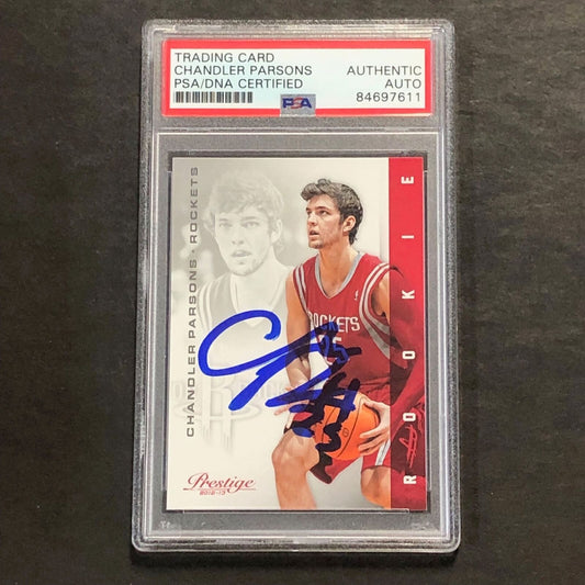 2012-13 Panini Prestige #160 Chandler Parsons Signed Card PSA/DNA Slabbed Rocket