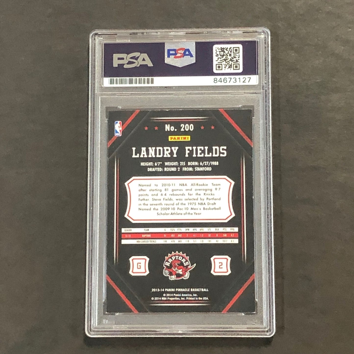 2013-14 Panini Pinnacle #200 Landry Fields Signed Card AUTO GRADE 10 PSA Slabbed