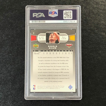2004-05 Upper Deck #2 Boris Diaw Signed Card AUTO 10 PSA Slabbed Hawks