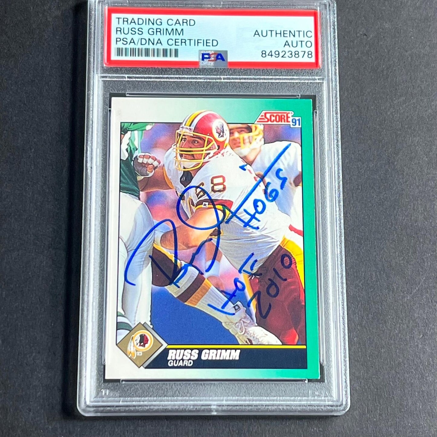 1991 Score #268 Russ Grimm Signed Card AUTO PSA Slabbed Washington