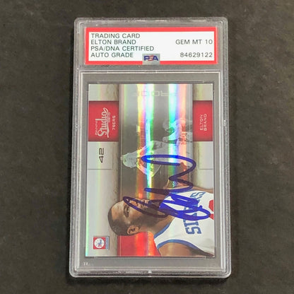 2009-10 PANINI STUDIO #73 Elton Brand Signed Card AUTO 10 PSA Slabbed 76ers