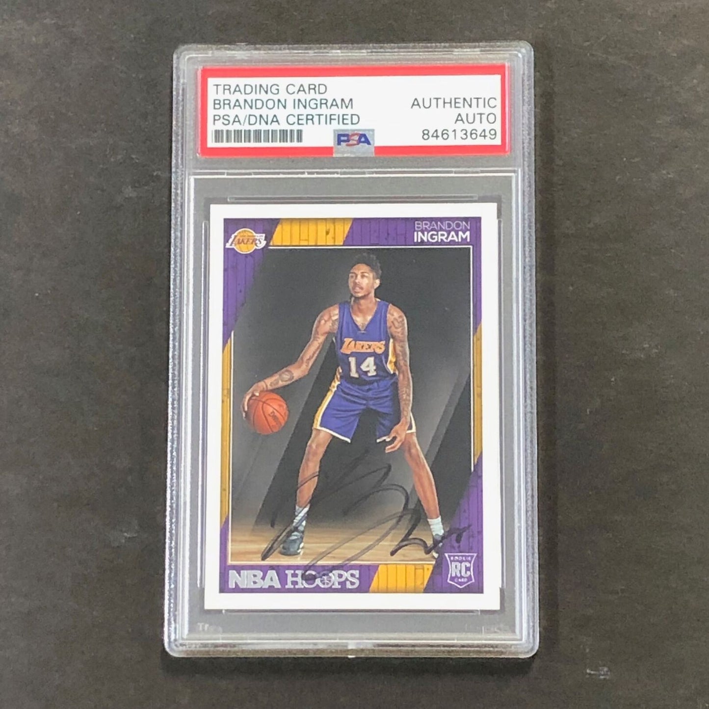 2016-17 NBA Hoops #262 Brandon Ingram Signed Card AUTO PSA Slabbed RC Lakers