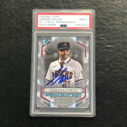 2021 Bowman Chrome #BDN-4 Jordan Lawlar Signed Card PSA Auto 9 RC